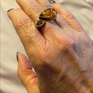 Amber and citrine bypass ring
